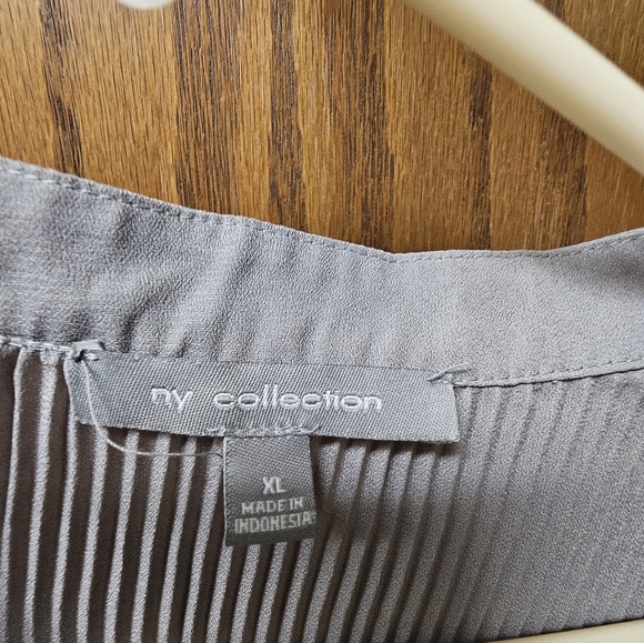 Grey Long Poet/Bell Sleeve Pleated Blouse XL - Picture 3 of 4